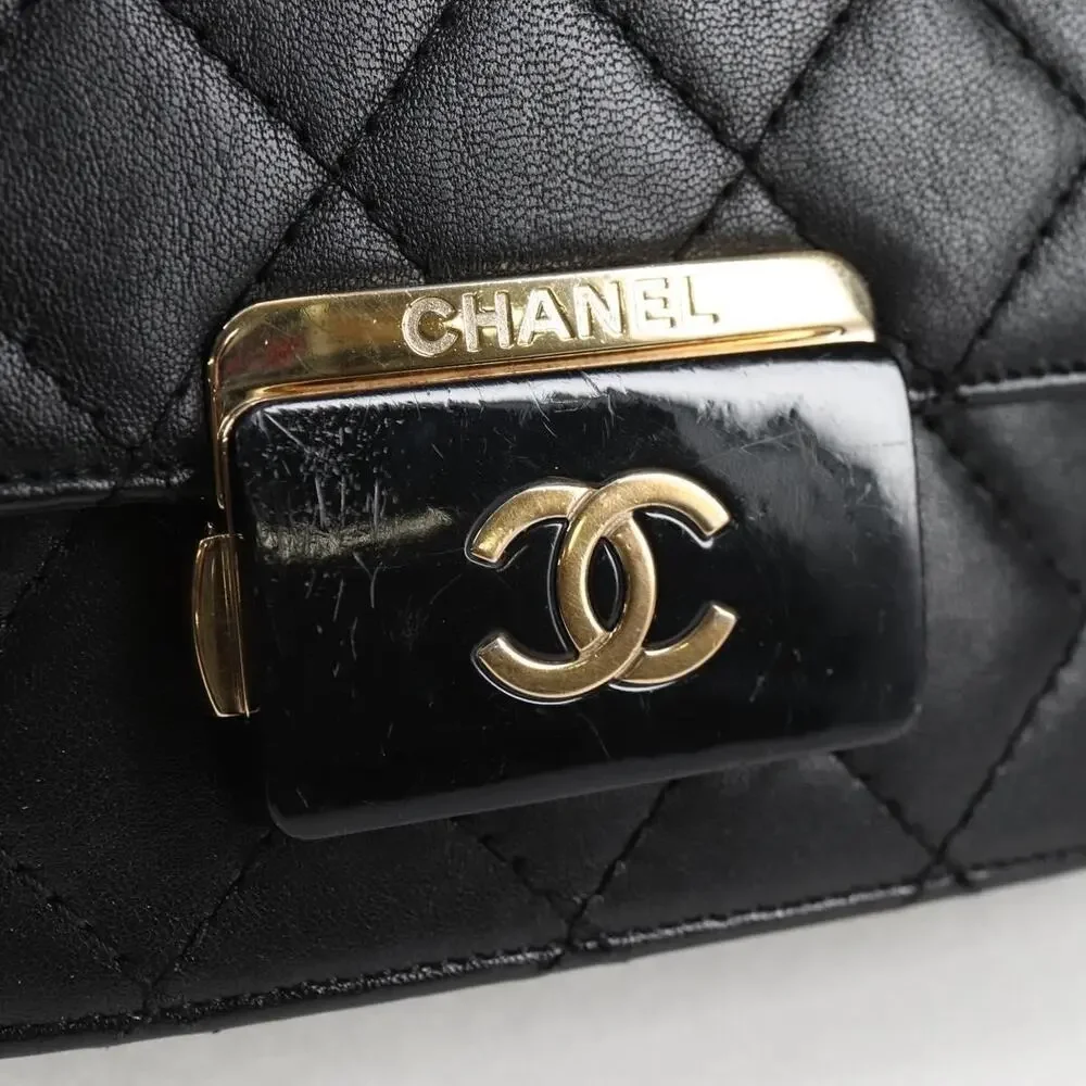 Chanel Matelasse Lambskin Chain Shoulder Bag Black